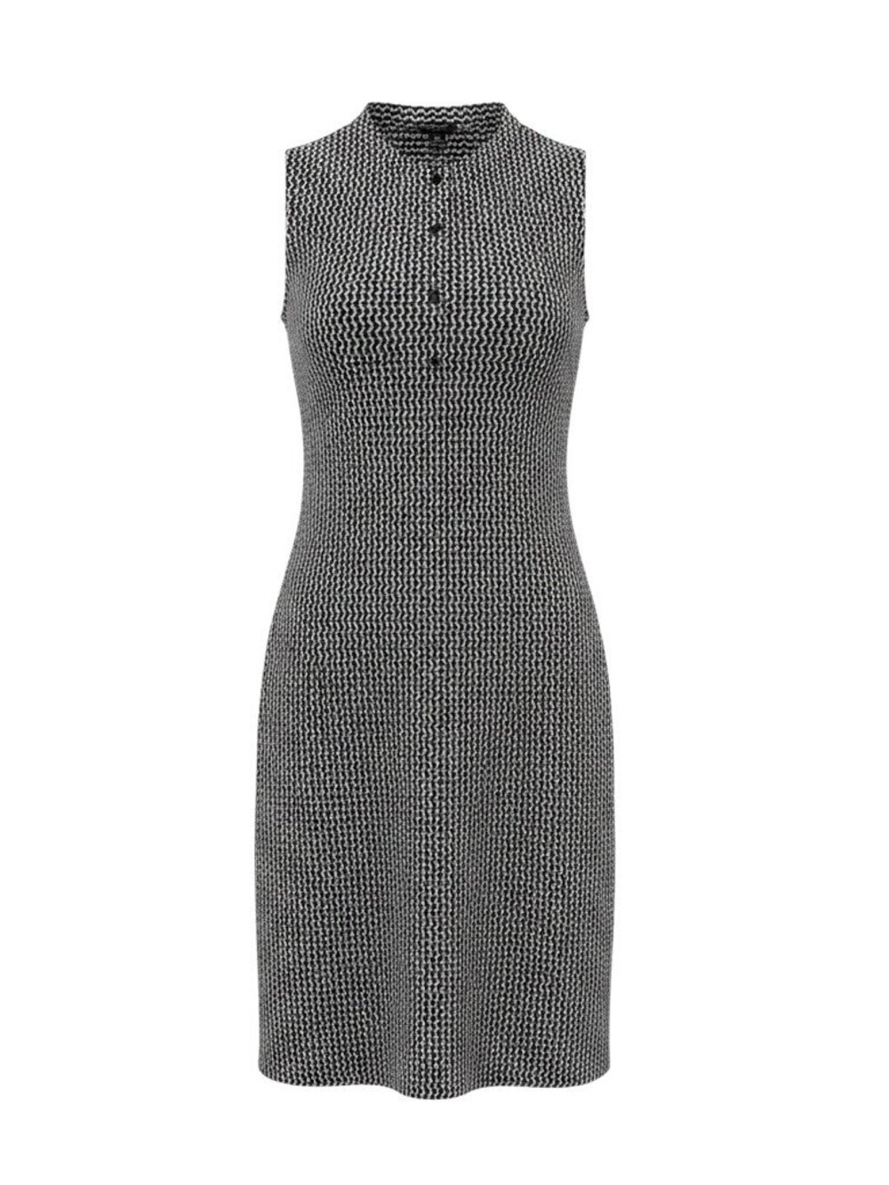 Ann Taylor Petite SP Black White Textured Knit Sleeveless Shift Dress
